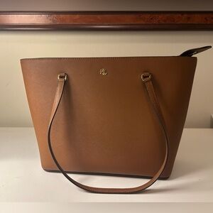 Lauren Ralph Lauren Brown Leather Tote Bag – Excellent Condition